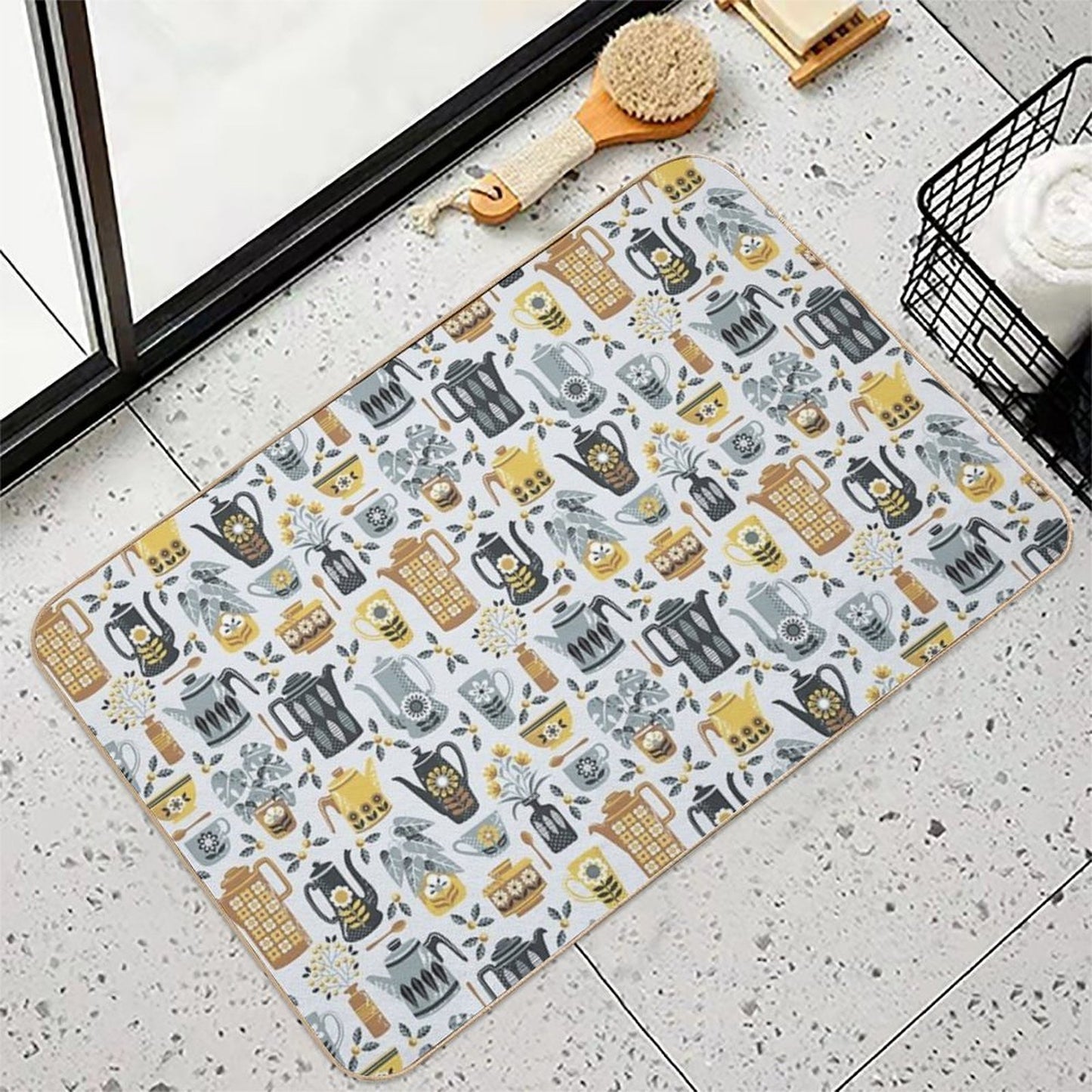 Coffee Time Grey  High-Traffic Bath Mat