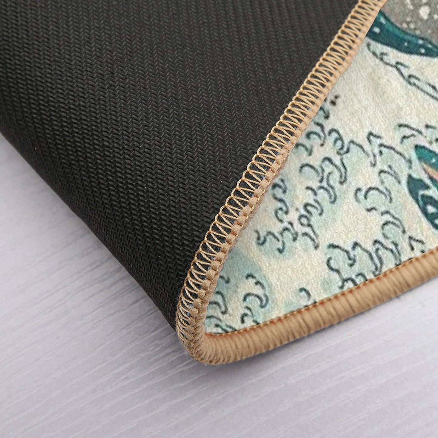 Great Wave - Kanagawa Night, Black, Blue Durable Bath Mat