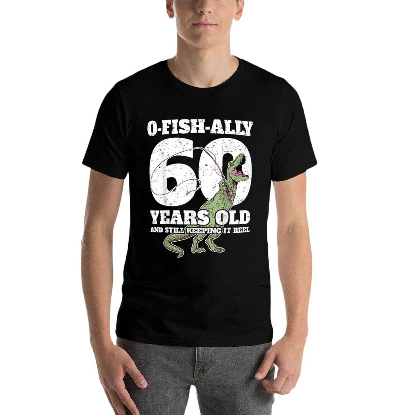 O-Fish-Ally 60 Years Old - Fishing Dinosaur 60th Birthday  Eco-friendly Material T-Shirt
