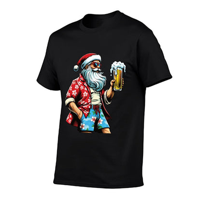 Hawaiian Christmas for Men Santa Beach Beer Lover Xmas  Lightweight T-Shirt