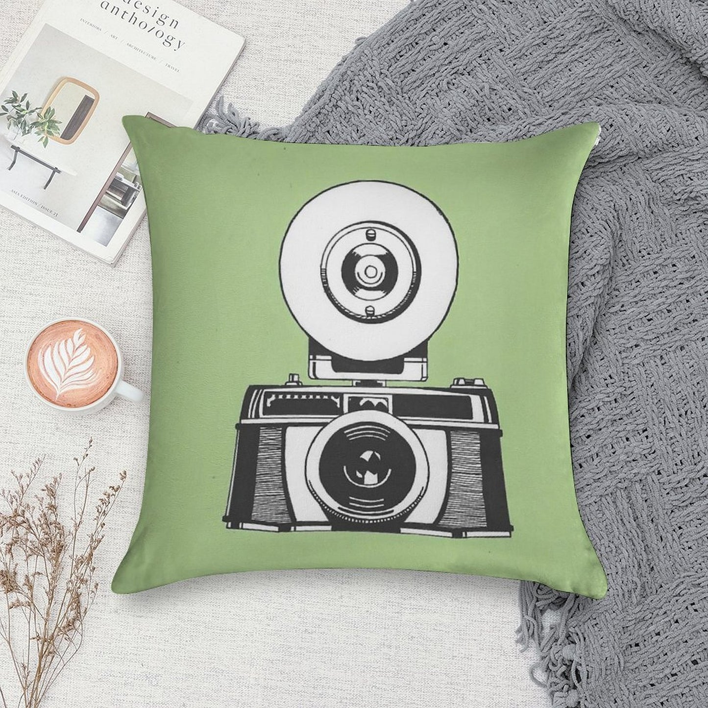 Camera Soft Durable Construction Throw Pillow