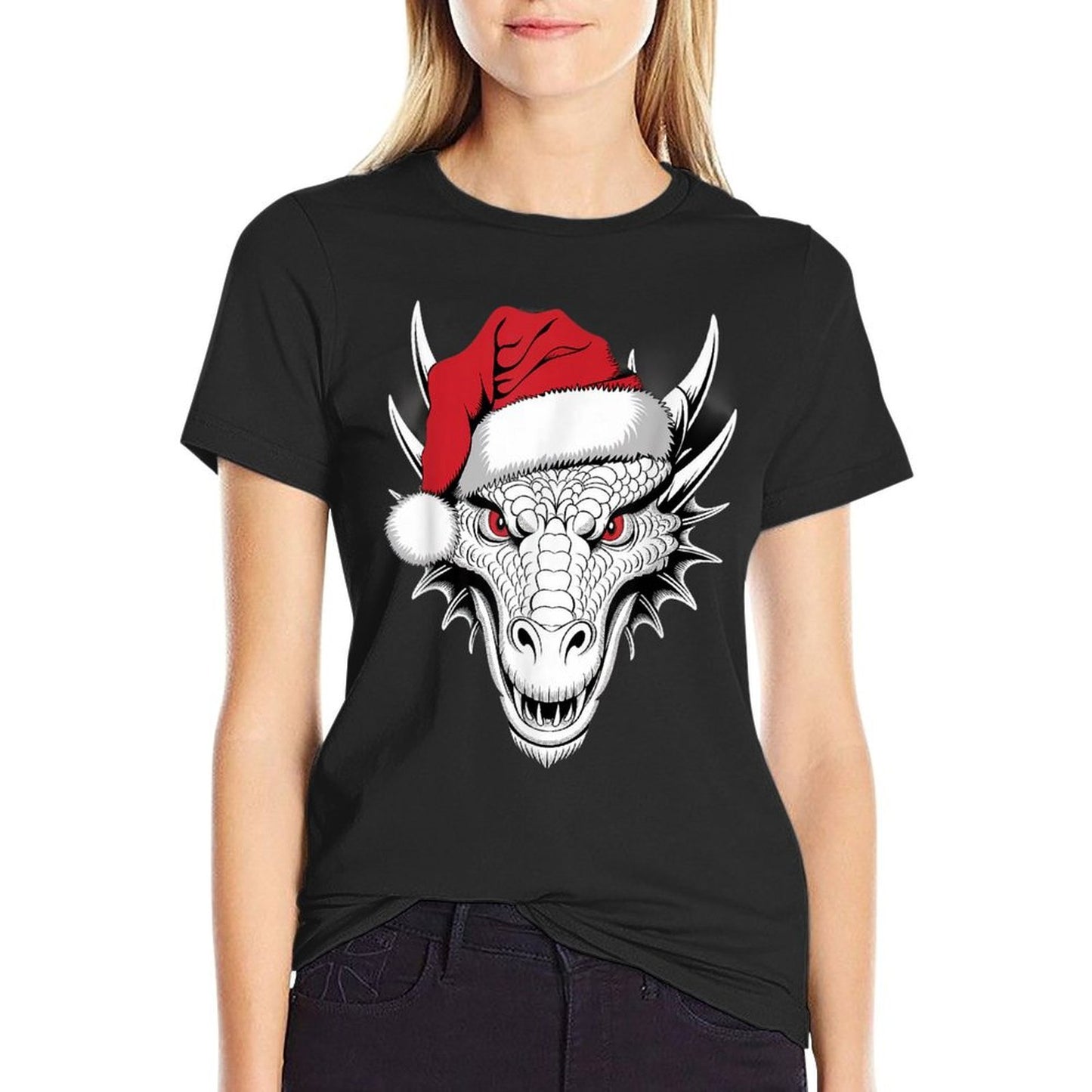 Joyful Dragon Santa on Dragon Christmas  Cotton T-Shirt