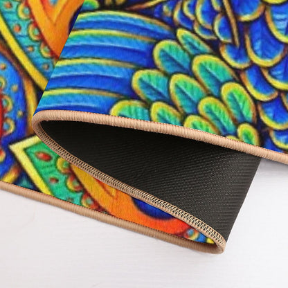 Colorful Paisley Peacock Rainbow Bird  Rapid-Drying Bath Mat