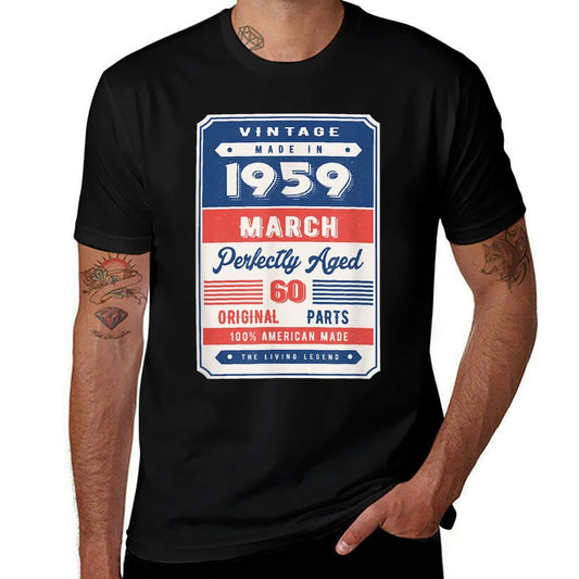 Vintage 60th Birthday 1959 Classic Born In March  Moisture-wicking T-Shirt