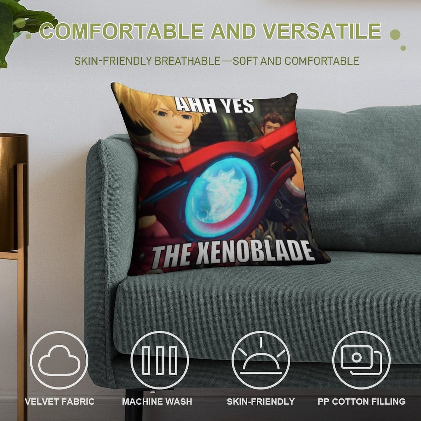 Ahh Yes, The Xenoblade Soft Fade-Resistant Throw Pillow