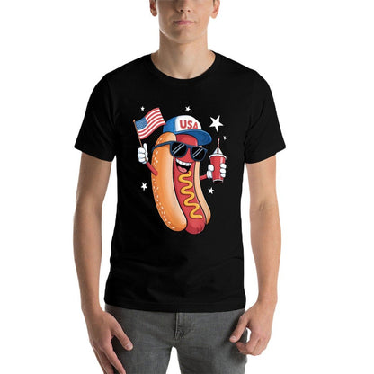 4th of July Hotdog Funny Fourth of July Patriotic USA  Durable T-Shirt