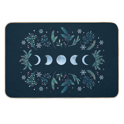 Moonlit Garden-Teal Snow  Dirt-Trapping Bath Mat