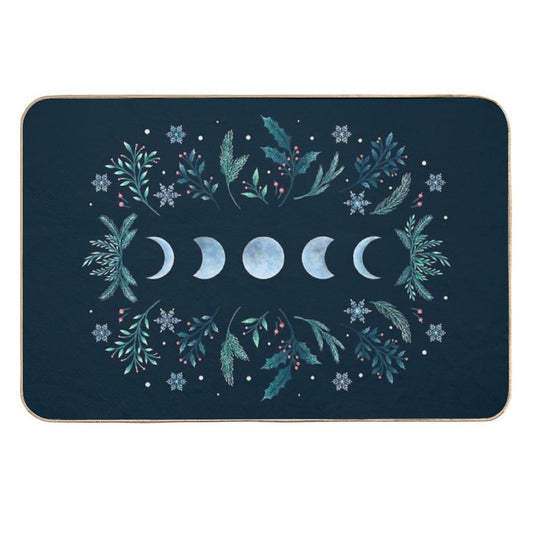 Moonlit Garden-Teal Snow  Dirt-Trapping Bath Mat