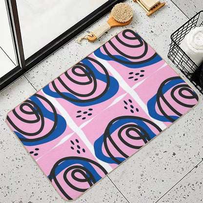Abstract Pop Art Style Funky Hippie Scribble Durable Bath Mat