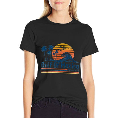 Gulf of Mexico Since 1672 Retro Vintage Beach  Heathered Texture T-Shirt
