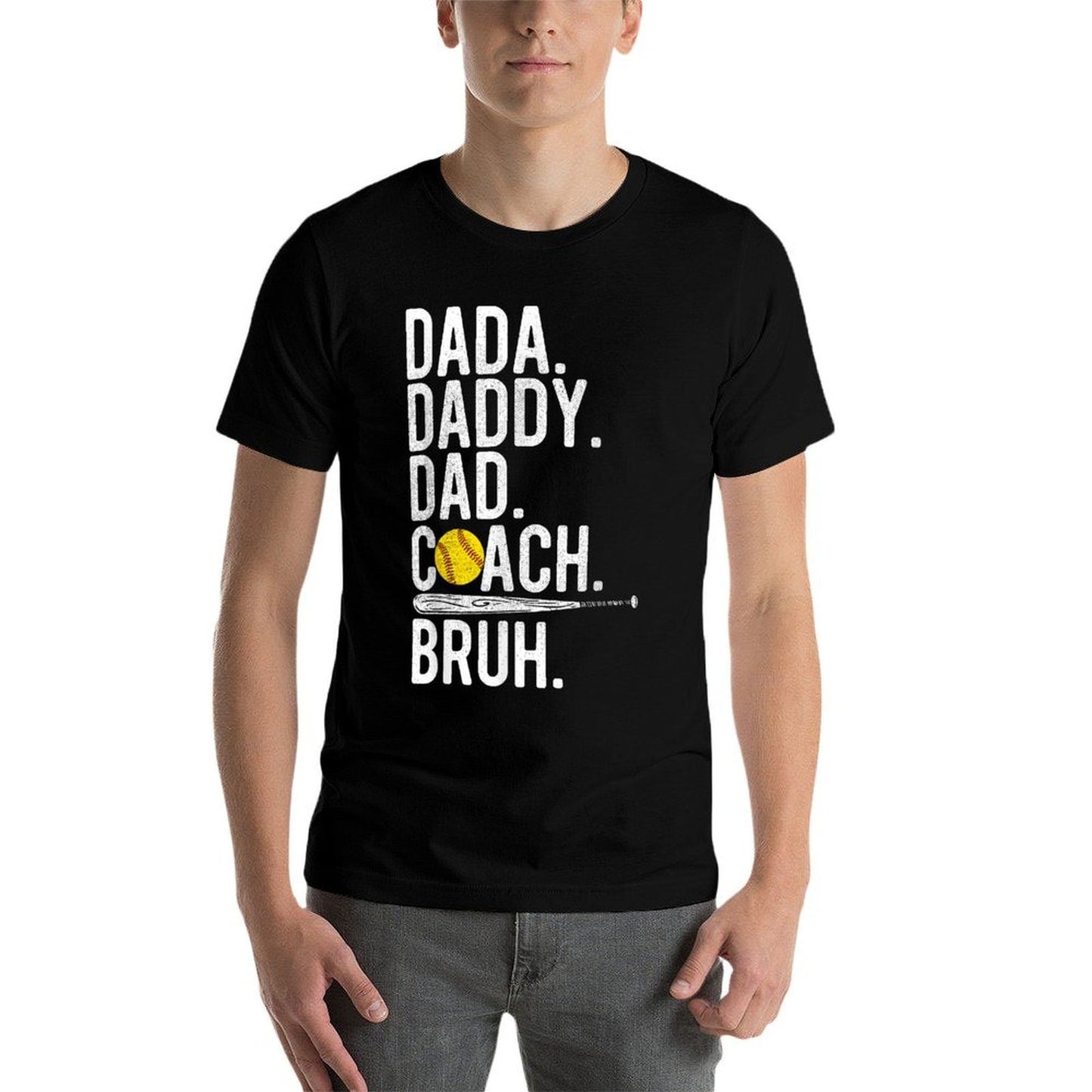 Dada Daddy Dad Bruh Vintage Softball Coach Dad Family Humor  Wrinkle-resistant T-Shirt