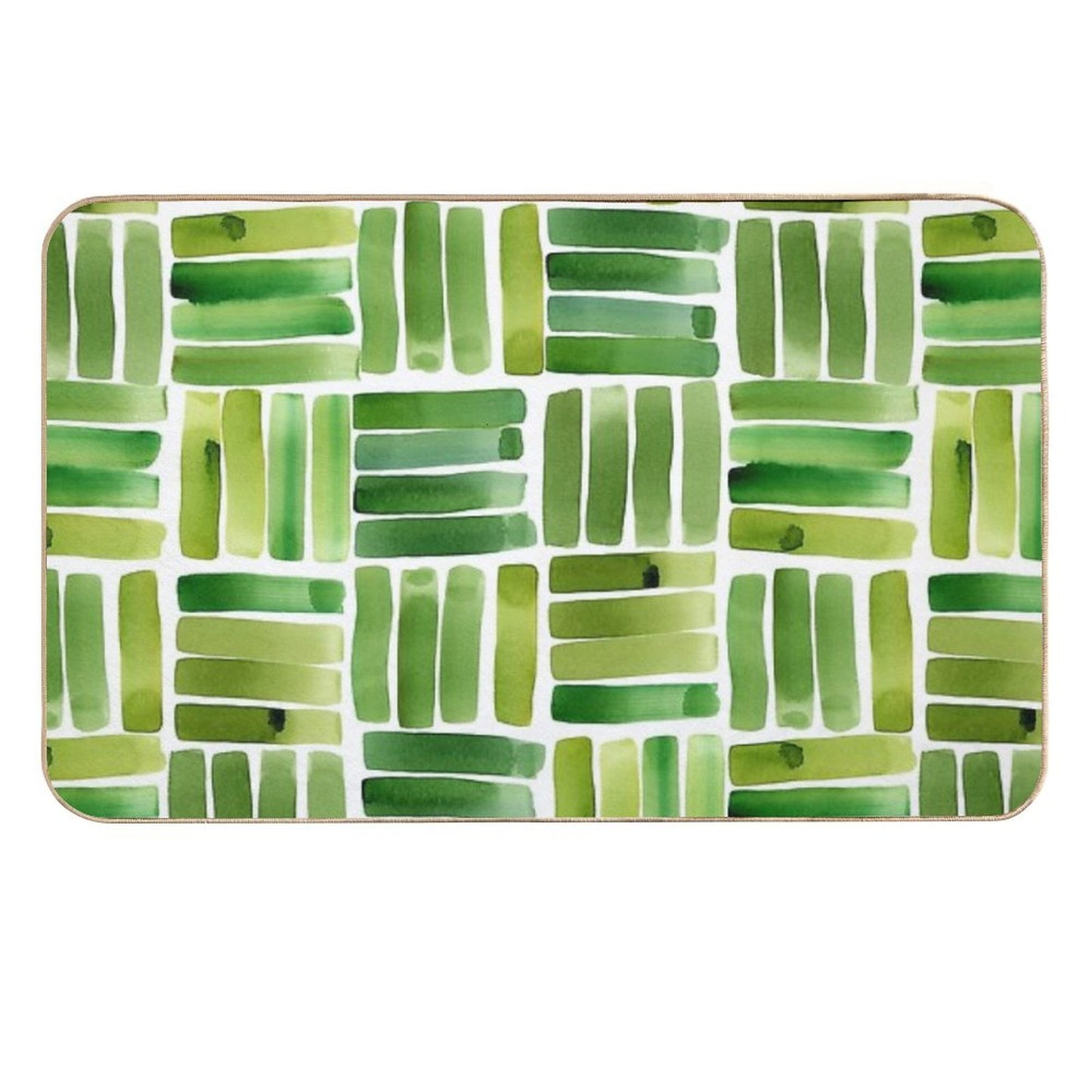 Geometric Pattern Green Minimalist Abstract Design  Stain-Proof Bath Mat