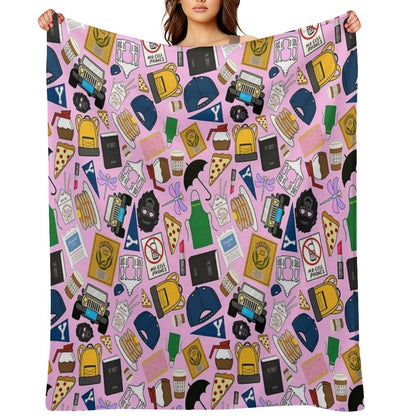 Ultimate Fan Pattern Icons All Over Print Pink Pack Sustainable Throw Blanket