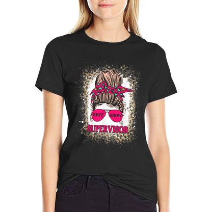 Shit-Show Supervisor Funny Mom Boss Manager Teacher  Oversized Silhouette T-Shirt