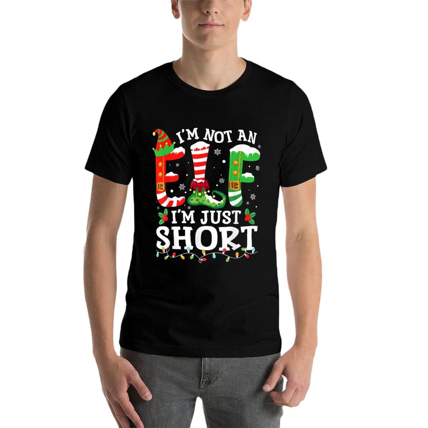 Im Not An Elf Im Just Short for Women Men Mom Christmas  Summer-ready Fabric T-Shirt