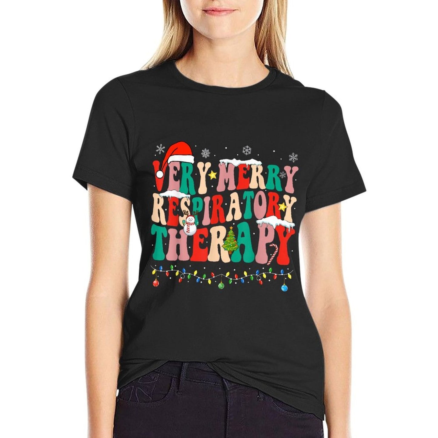 Very Merry Respiratory Therapy Christmas Respiratory RT  Oversized Silhouette T-Shirt