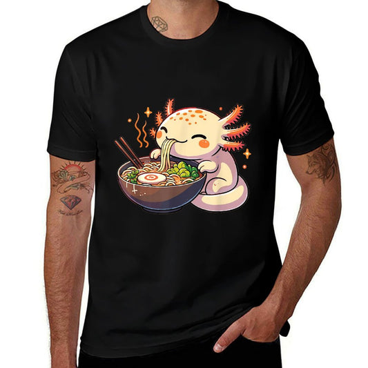Cute Axolotl Eats Ramen Noodles Axolotls Ramen  Breathable T-Shirt