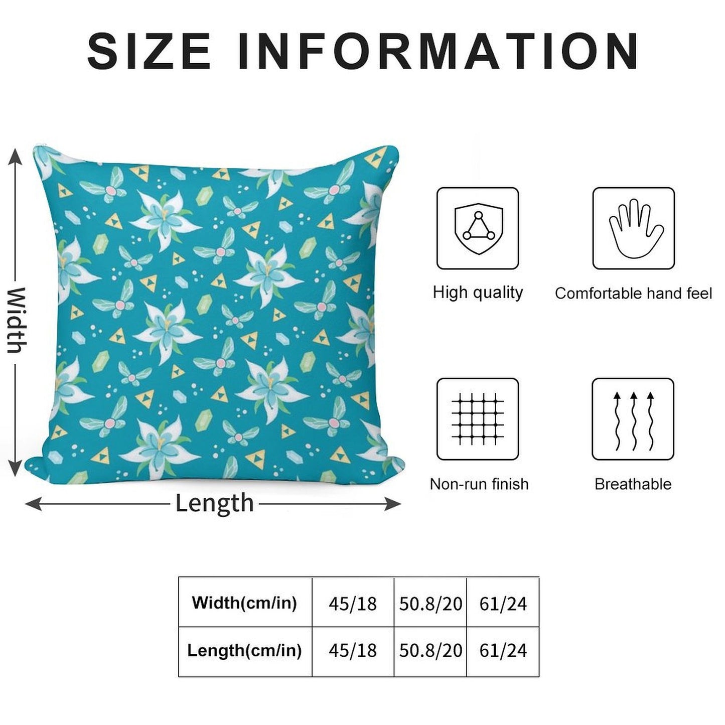 Silent Princess Pattern Blue V.2 Soft Luxury Feel Throw Pillow