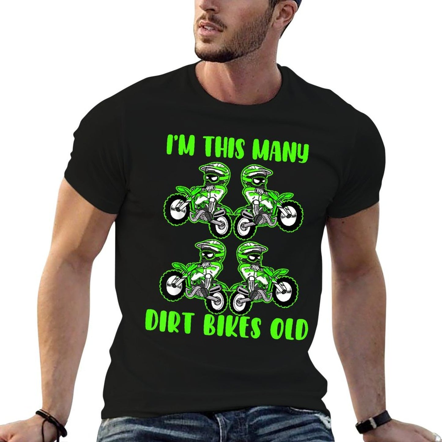 I'm This Many Dirt Bikes 4 Year Old 4th Birthday Motocross  Heathered Texture T-Shirt