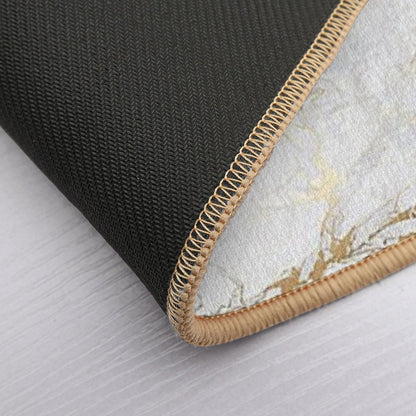 White And Gold Marble  Repositionable Bath Mat