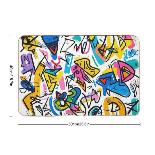 Colorful Abstract Graffiti  Easy To Clean Bath Mat