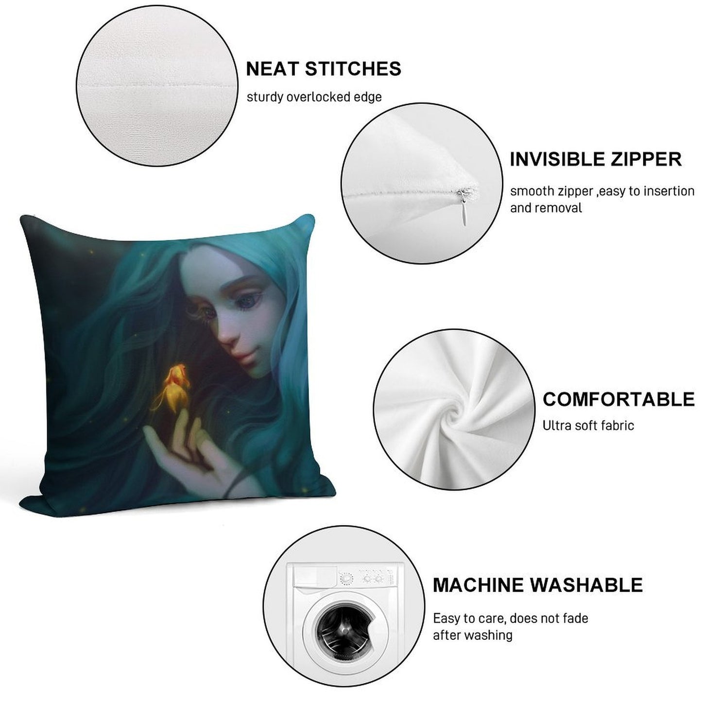 Little Mermaid Soft Easy Maintenance Throw Pillow