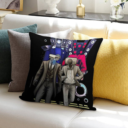 Caméraman And Speákerman Funny Soft Fade-Resistant Throw Pillow