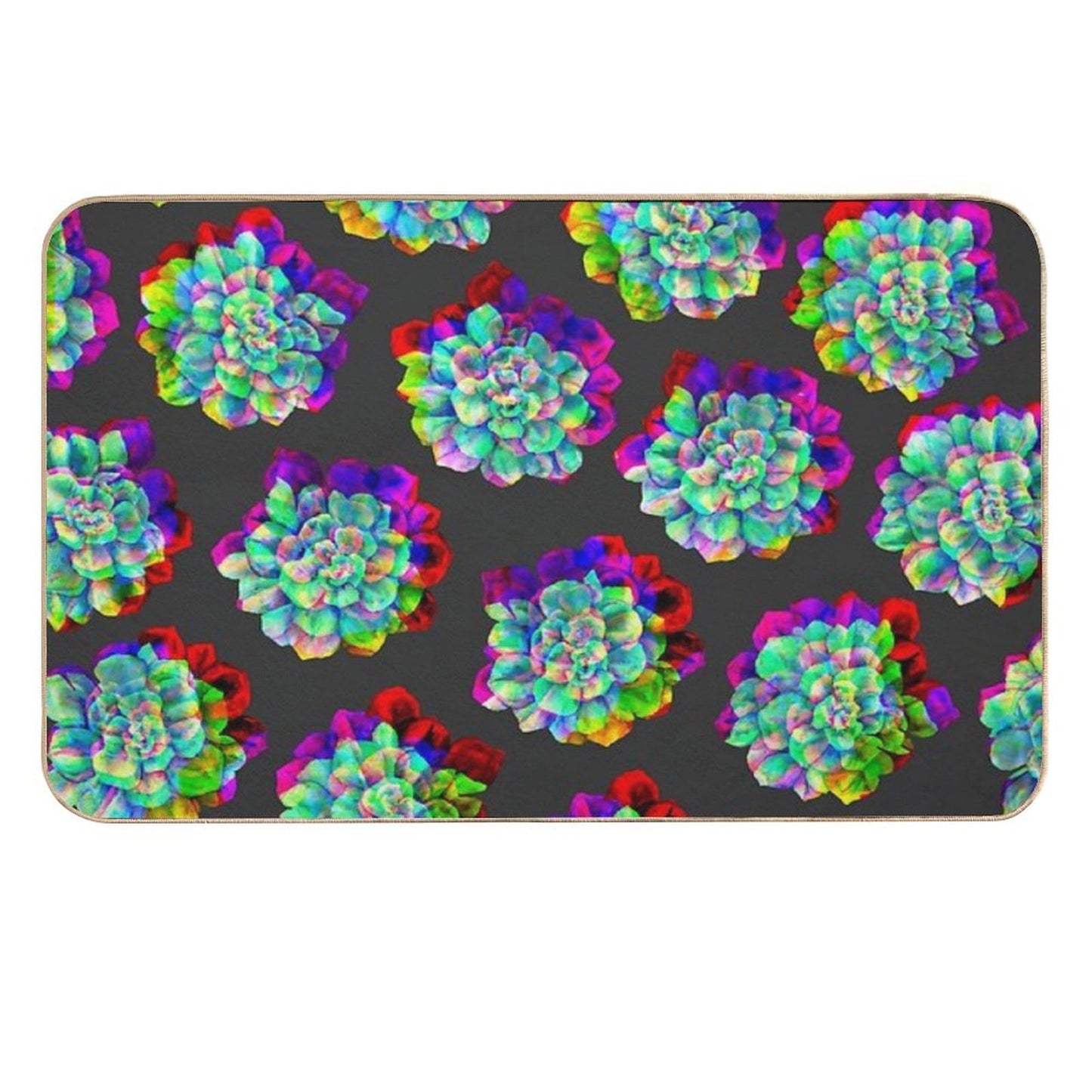 Glitched Succulents  Absorbent Bath Mat