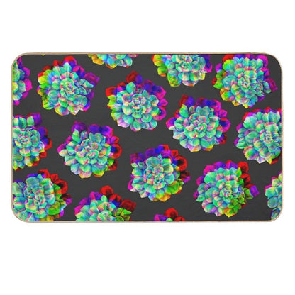Glitched Succulents  Absorbent Bath Mat