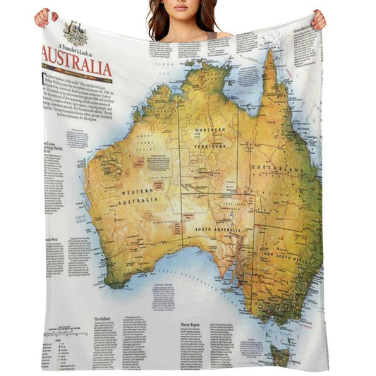 Australia Map  Map Of Australia  Australia Travel Map Versatility Throw Blanket