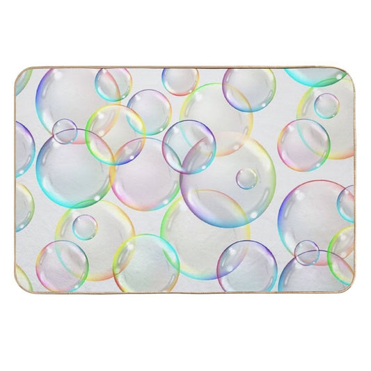 Simply Bubbbles...This Is A Simple And Pretty Bubble Pattern with Translucent Rainbow Colors  Easy To Clean Bath Mat