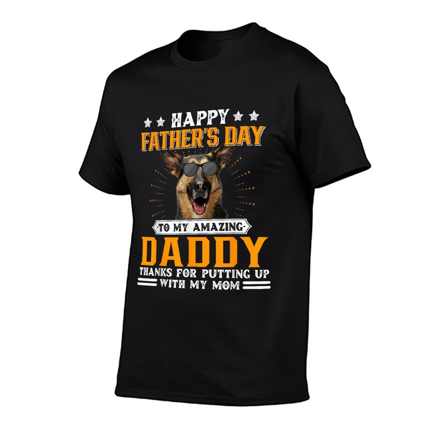 Happy Fathers Day German Shepherd Dog Dad Gifts For Men  Ribbed Collar T-Shirt