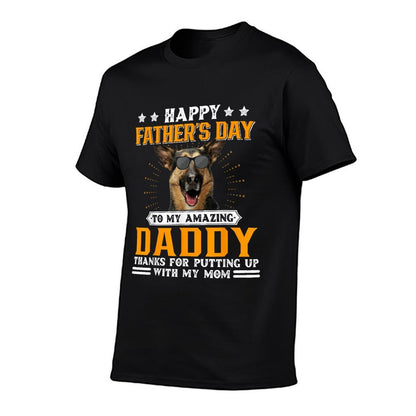 Happy Fathers Day German Shepherd Dog Dad Gifts For Men  Ribbed Collar T-Shirt