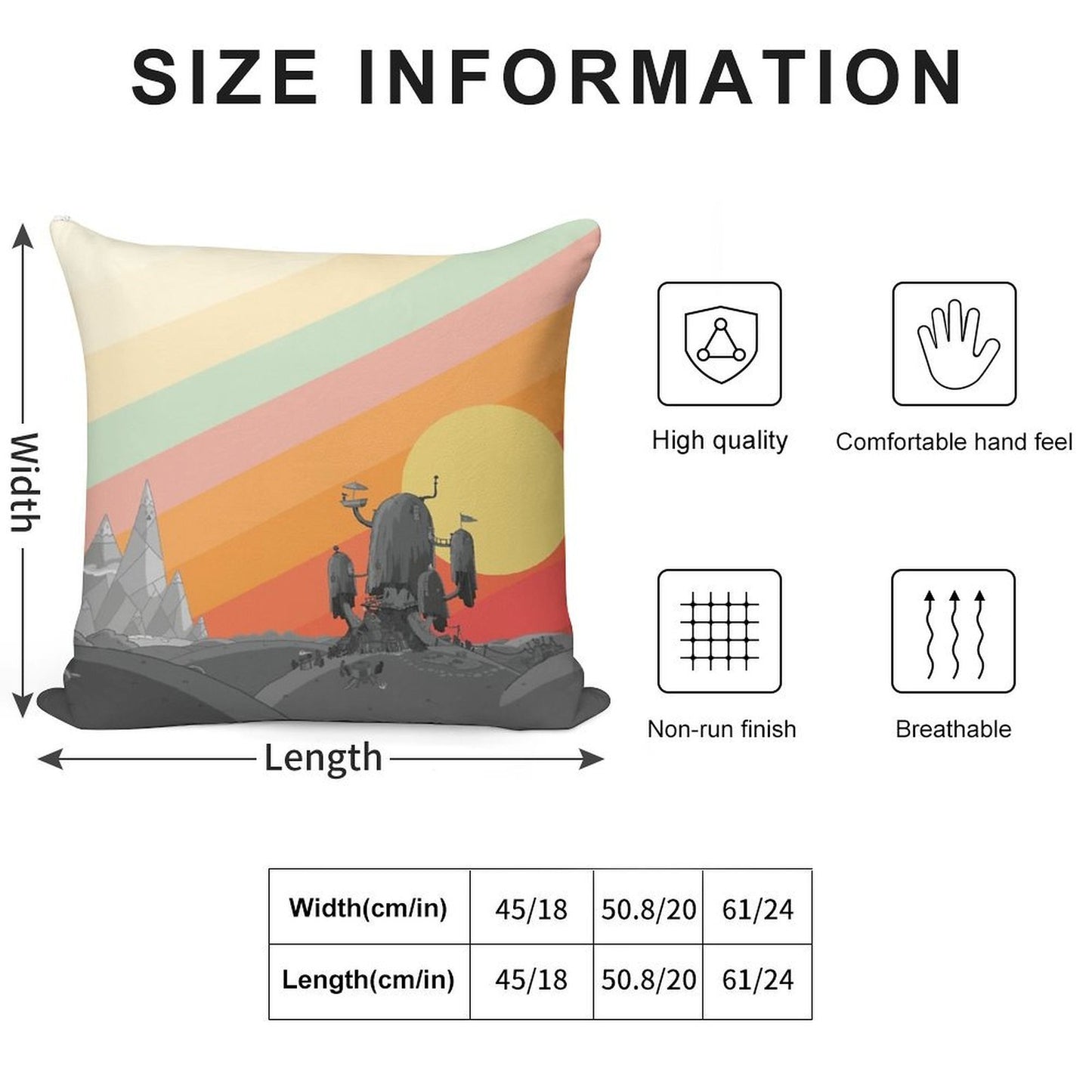 Land Of Ooo (Adventure Time) Soft Fade-Resistant Throw Pillow