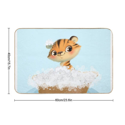 Cute Baby Tiger in A Bathtub, Boys Bathroom Print, Baby Animals in Tub, Whimsy Animal, Kids Bathroom Art  Versatile Bath Mat