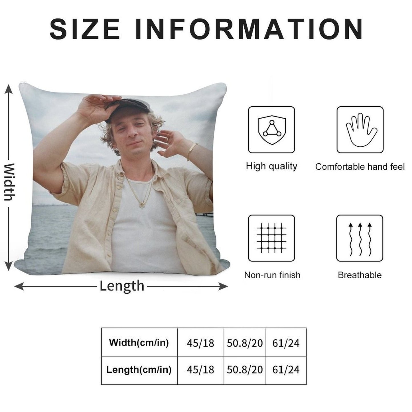 Jeremy Allen White Cute Soft Washable Throw Pillow