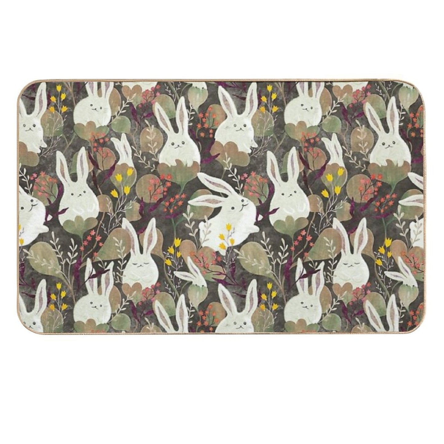 Rabbit Flowers  Eco-Friendly Bath Mat