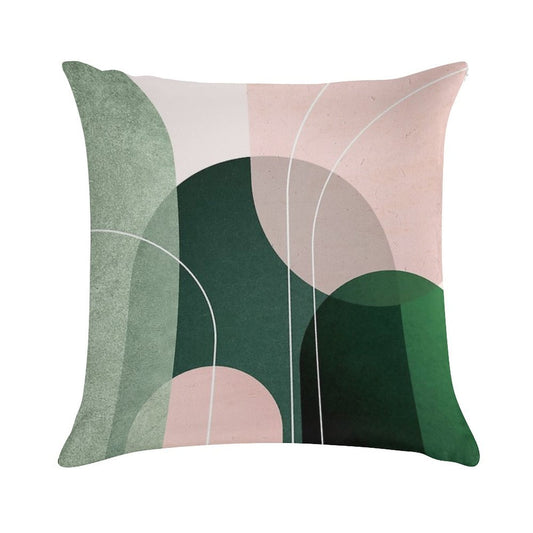Mid Century Arches in Pink And Green 2 Soft Gift Ready Throw Pillow
