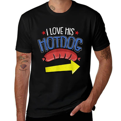 I Love His Hotdog 4th Of July Funny Adult Humor Patriotic  Moisture-wicking T-Shirt