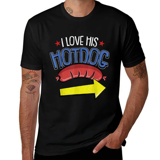 I Love His Hotdog 4th Of July Funny Adult Humor Patriotic  Moisture-wicking T-Shirt