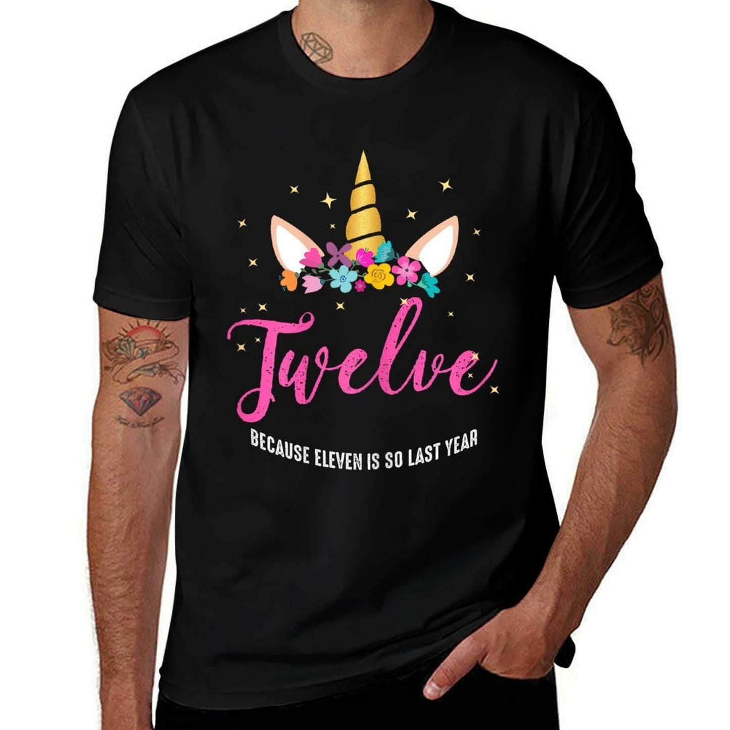 12 Years Old Birthday Girl Gifts Unicorn 12th Birthday  Oversized Silhouette T-Shirt