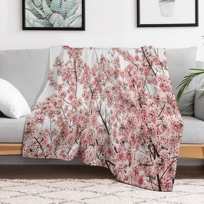 Minimal Japanese Cherry Blossom Gift-ready Throw Blanket
