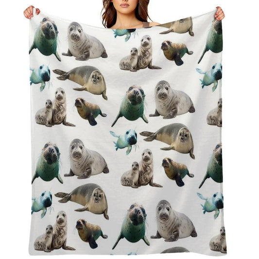Cute Seals Gift-ready Throw Blanket