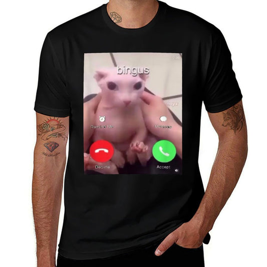 Bingus Is Calling Hairless Sphinx Cat Bingus Cat Meme  Relaxed-fit T-Shirt