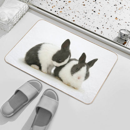 Baby Blue Dutch Rabbits  Fade-Resistant Bath Mat