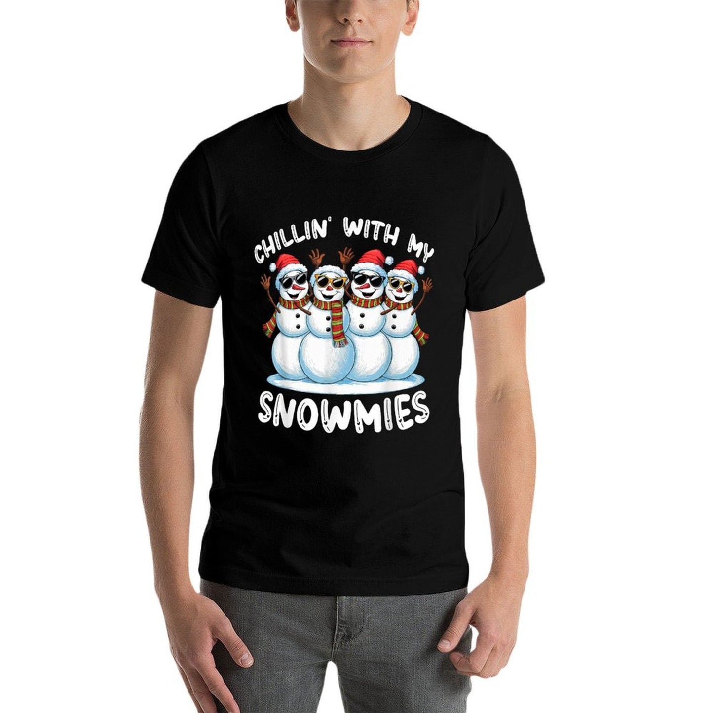Snowman Christmas Chillin With My Snowmies Ugly  Trendy Pattern T-Shirt