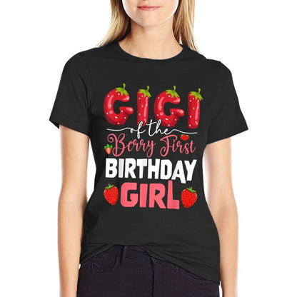 Gigi of The Berry First Birthday of Girl Strawberry Grandma  Polyester Blend T-Shirt