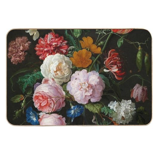Jan Davidsz. De Heem Still Life with Flowers in A Glass Vase  Dirt-Trapping Bath Mat