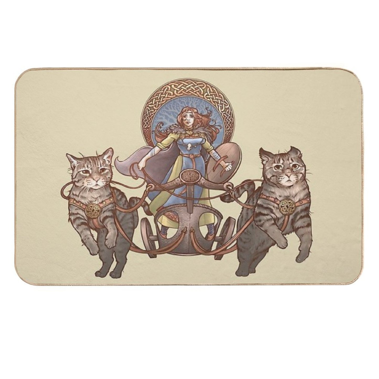 Freya Driving Her Cat Chariot  Odorless Bath Mat