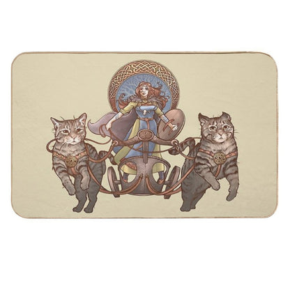 Freya Driving Her Cat Chariot  Odorless Bath Mat